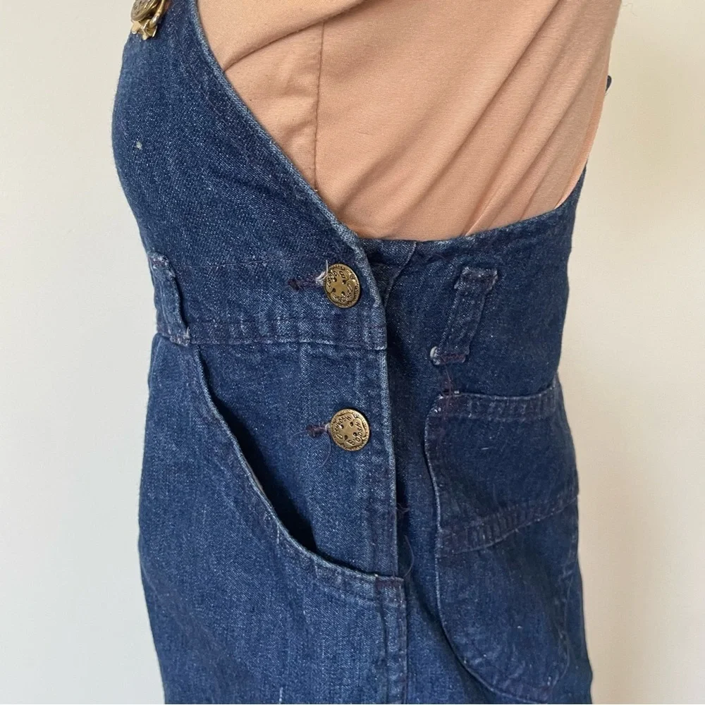 Vintage OshKosh B'gosh Girl's Blue Jean Overall Cotton Denim Dress USA EUC Sz 14